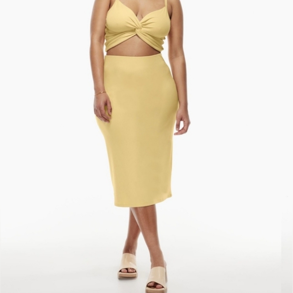 aritzia janine ribbed midi skirt Wilfred
